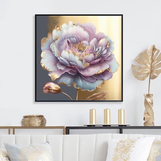 Designart 'Purple Hue Single Flower I' Floral & Botanical Framed Canvas Wall Art